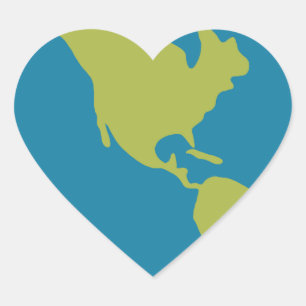 Sticker Cœur Bande dessinée de la terre de planète