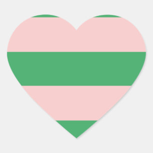 Sticker Cœur Bande horizontale rose et verte Toute taille P