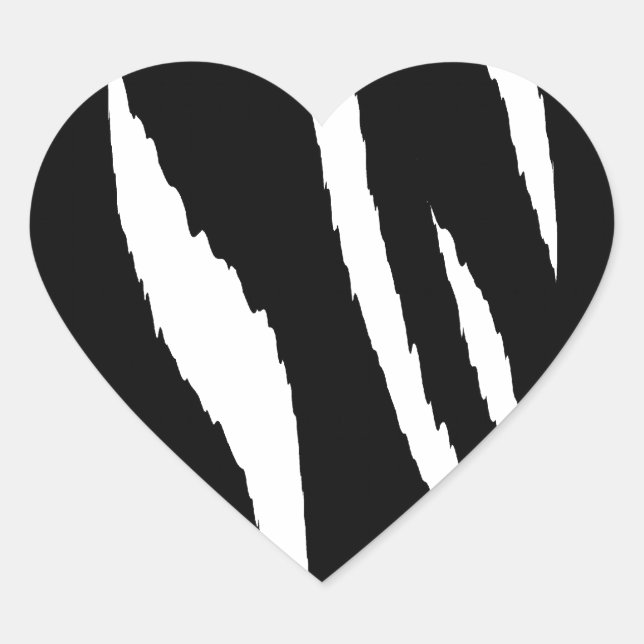 Sticker Cœur Bande noire et blanche (Devant)