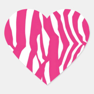 Sticker Cœur Bandes de zèbre rose