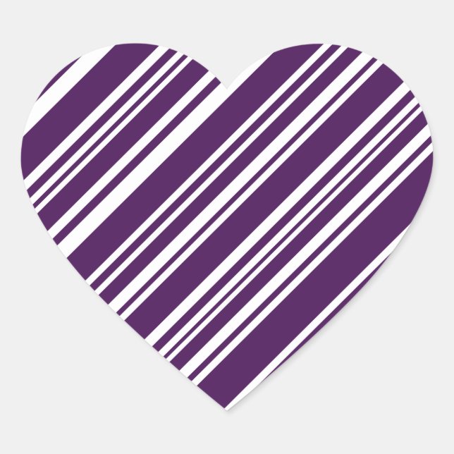 Sticker Cœur Bandes variées violettes et blanches (Devant)