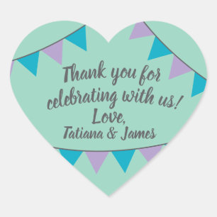 Sticker Cœur Bannières cardiaques de Merci personnalisables de 