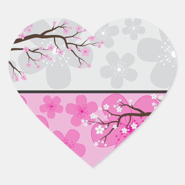 Sticker Cœur Bannières de fleurs de cerisier (Devant)