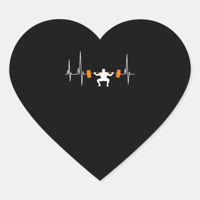 Sticker Cœur Barbell Weightlifting Heartbeat (Devant)