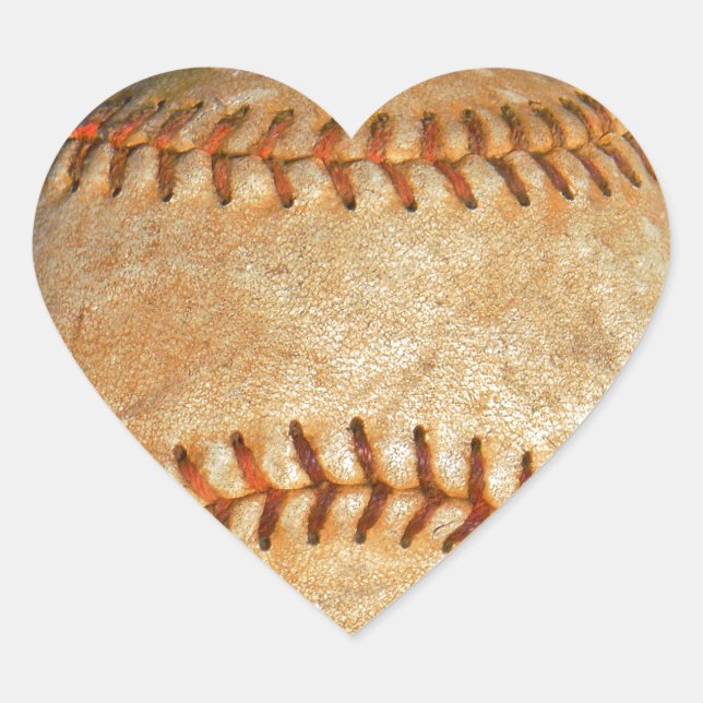 Sticker Cœur Baseball Blanc Vintage couture rouge (Devant)