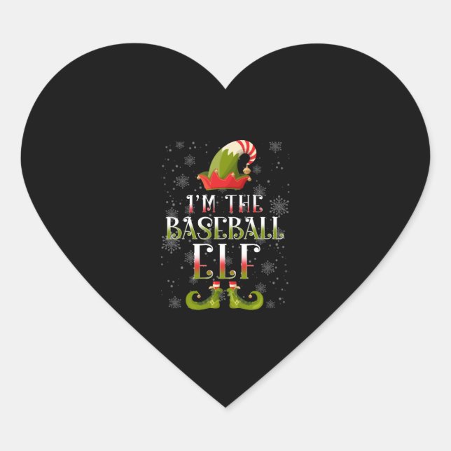 Sticker Cœur Baseball Elf Christmas (Devant)
