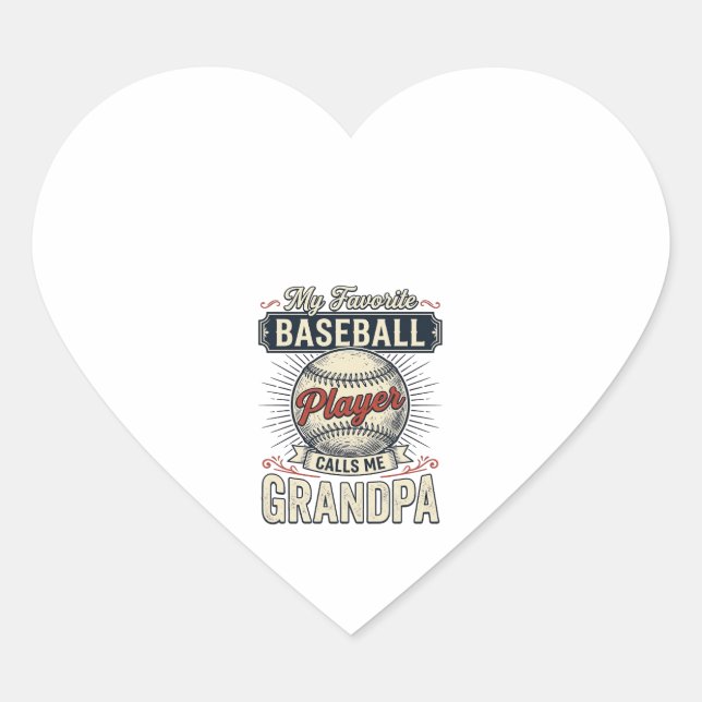 Sticker Cœur Baseball Grandpa Vintage Gravure Design de T-shirt (Devant)