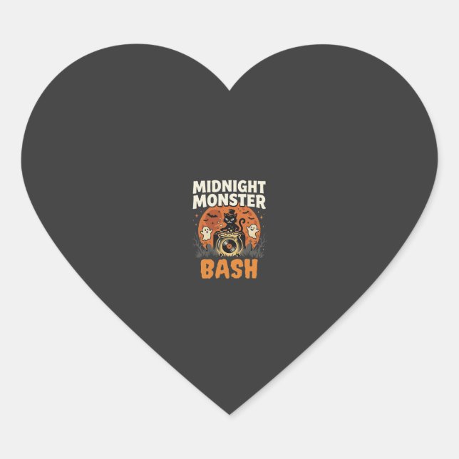 Sticker Cœur Bash de monstres de minuit d'Halloween (Devant)