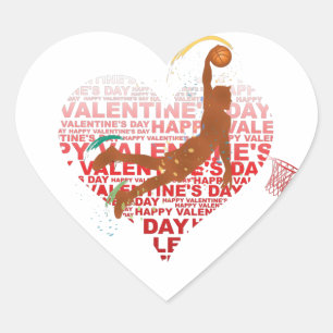 Sticker Cœur Basket-ball Valentine's Day Gift Basketball