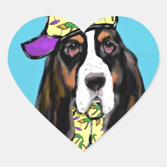 Sticker Cœur Basset Hound (Devant)