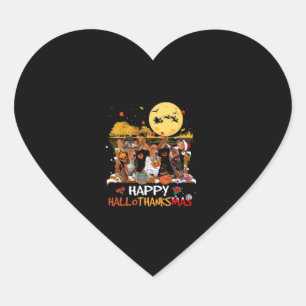 Sticker Cœur Basset Hound Hallothanksmas Halloween Merci