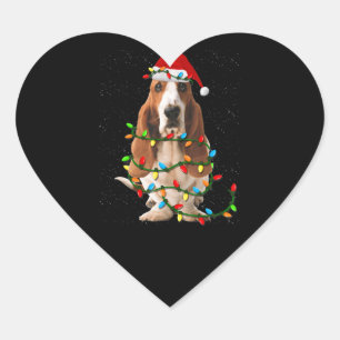 Sticker Cœur basset hound noël drôle basset hound chien amour