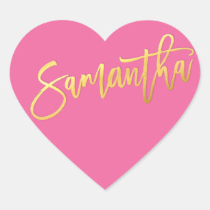 Sticker Cœur BAT MITZVAH HEART moderne or rose script SAMANTHA