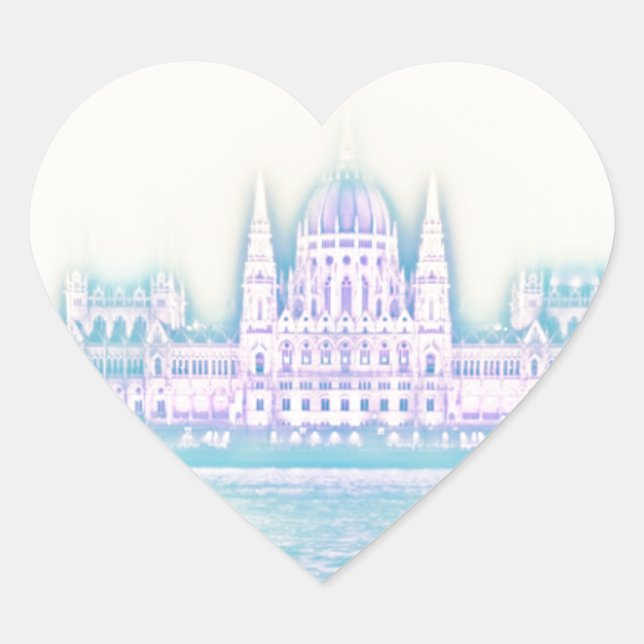 Sticker Cœur Bâtiment du Parlement de Budapest Hongrie (Devant)