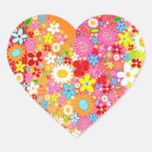 STICKER CŒUR BÂTIMENTS À FLEURS EN FORME DE COEUR - GIFTWRAPPIN