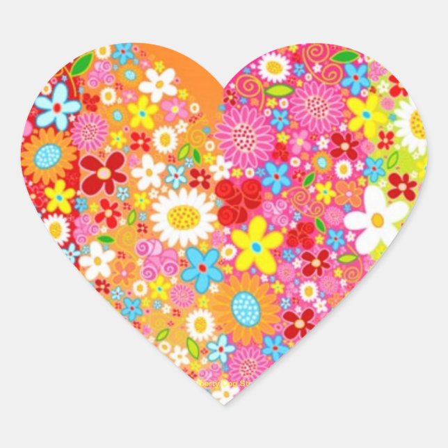 STICKER CŒUR BÂTIMENTS À FLEURS EN FORME DE COEUR - GIFTWRAPPIN (Devant)