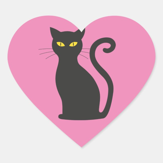 STICKER CŒUR BÂTIMENTS EN FORME DE COEUR EN CHAT NOIR (Devant)