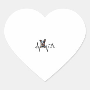 Sticker Cœur Battement de coeur de Chien Bouvier Australien ECG