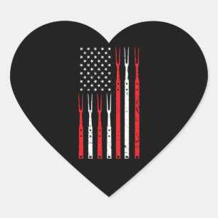 Sticker Cœur BBQ Chemise Pour Hommes Papa Cadeau Patriotique
