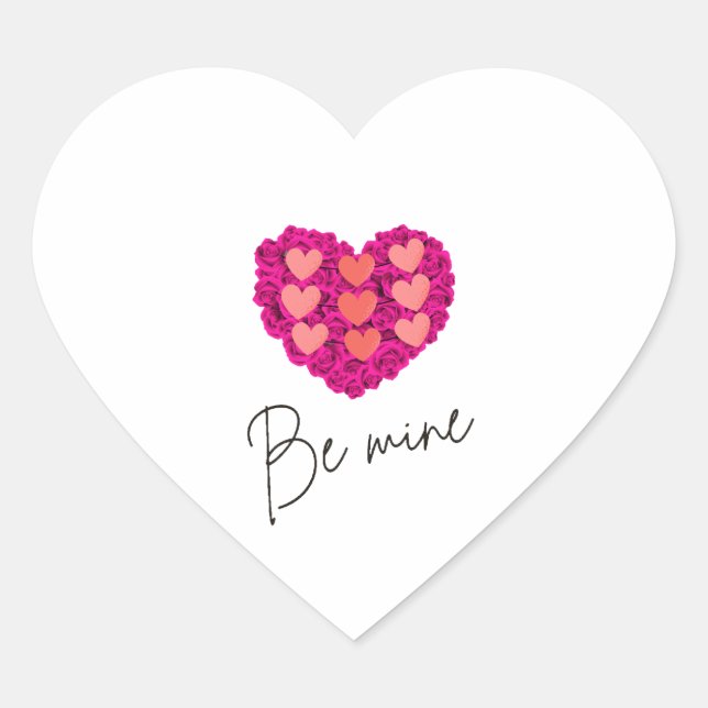 Sticker Cœur Be Mine Valentine shirt |Rose with Heart Love (Devant)