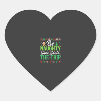 Sticker Cœur Be Naughty Save Santa Funny Christmas SVG