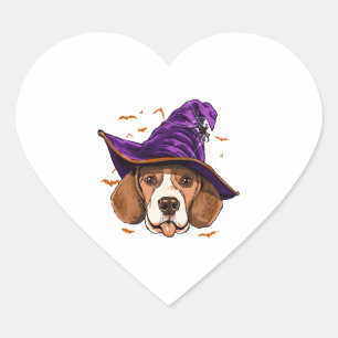 Sticker Cœur Beagle Chien sorcier Funny Halloween Amoureux des