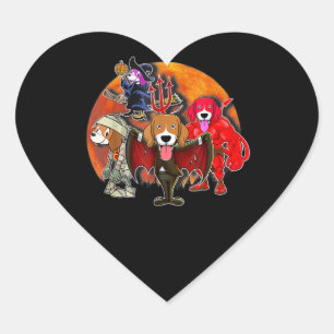 Sticker Cœur Beagle Costume Mummy Witch Pumkin Halloween Poison