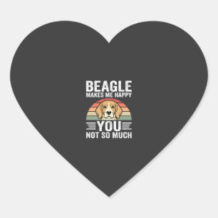 Sticker Cœur Beagle Me Rend Heureux Amateur de Chien