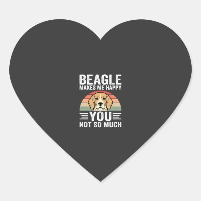 Sticker Cœur Beagle Me Rend Heureux Amateur de Chien (Devant)