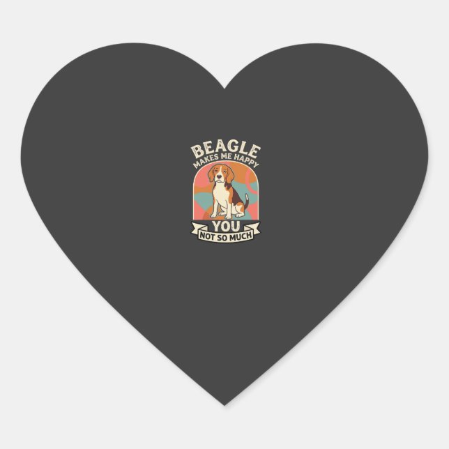 Sticker Cœur Beagle Me Rend Heureux Vous Pas Tellement Chien (Devant)