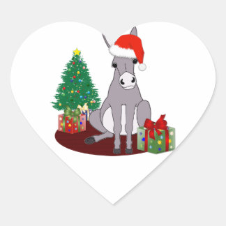 Sticker Cœur Beau âne de Noël
