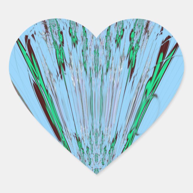 Sticker Cœur Beau Aqua Bleu Extraordinaire Motif Art Floral (Devant)