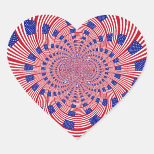 Sticker Cœur Beau drapeau américain Extraordinaire Kaleidoscope