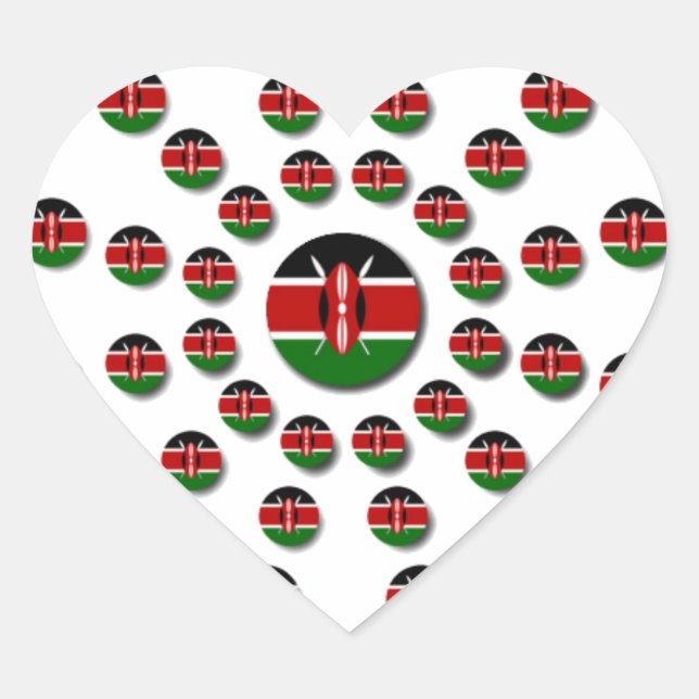 Sticker Cœur Beau Drapeau circulaire kenyan : Un design radial (Devant)
