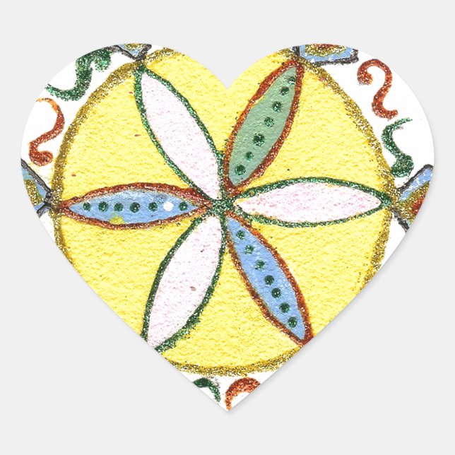 Sticker Cœur Beau Inspirationnel Star Floral Vector Motif (Devant)