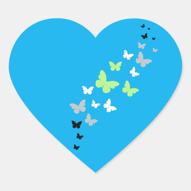 Sticker Cœur Beau Papillon Fierté Agender  (Devant)