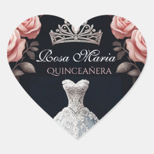 Sticker Cœur Beau Rose espagnol Quinceañera