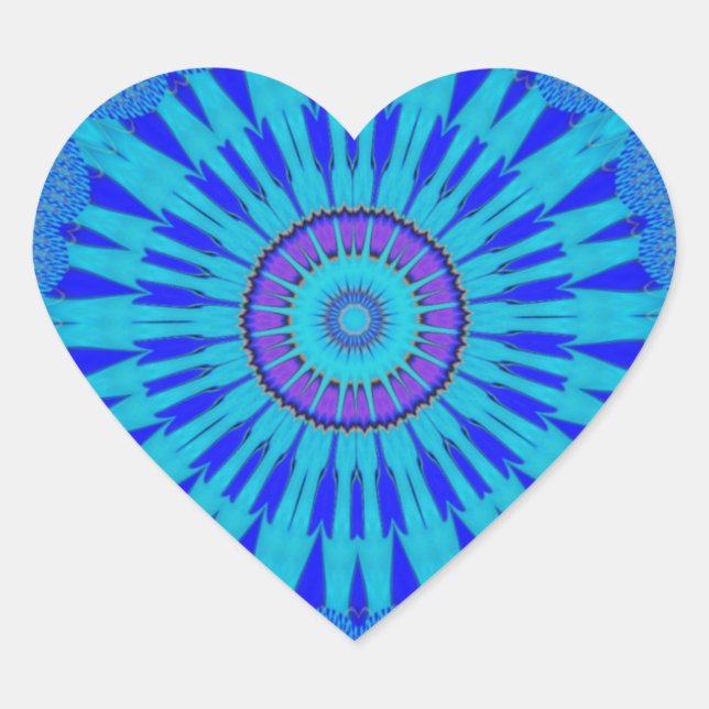 Sticker Cœur Beau Royal Blue Mandala Art Imprimer (Devant)