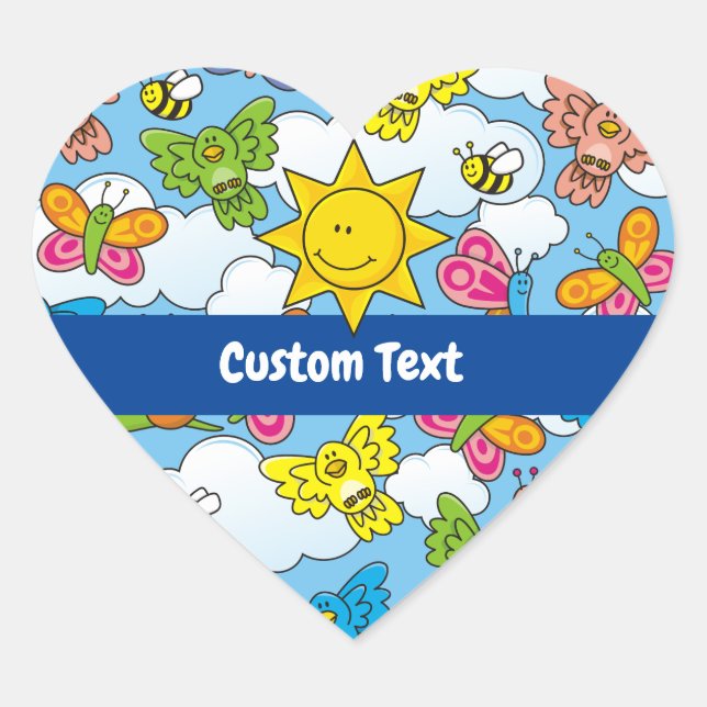 Sticker Cœur Bébé Animaux Arrière - plan (Devant)