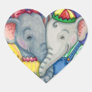 STICKER CŒUR BÉBÉ ÉLÉPHANTS PREMIER AMOUR, PACHYDERME MILIEUX