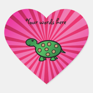 Sticker Cœur Bébé tortue rose soleil éclat