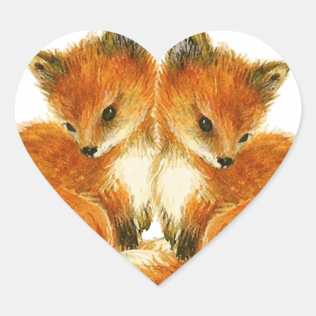 Sticker Cœur Bébé Twin Foxes (Devant)