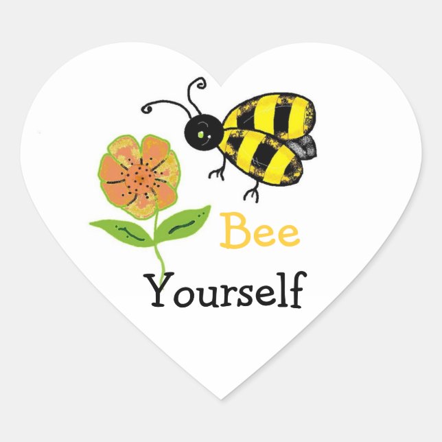 Sticker Cœur Bee Yourself Bumble Bee Design (Devant)