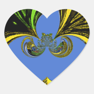 Sticker Cœur Belle Art Sud-Africain Jaune et Bleu Magnifique