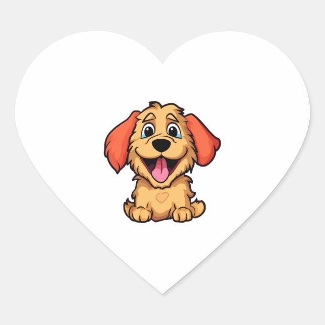 Sticker Cœur Belle caricature chien 3 (Devant)