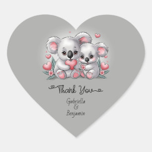 Sticker Cœur Belle caricature Koala Love Valentine's Day Merci