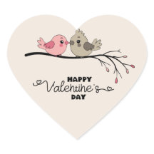 Belle Cartoon Lovebirds sur la branche Saint-Valen