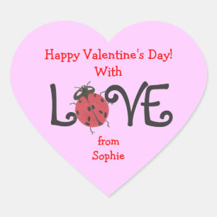 Sticker Cœur Belle coccinelle valentine personnalisée coccinell