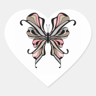Sticker Cœur Belle élégance gris rose noir papillon fantasmes
