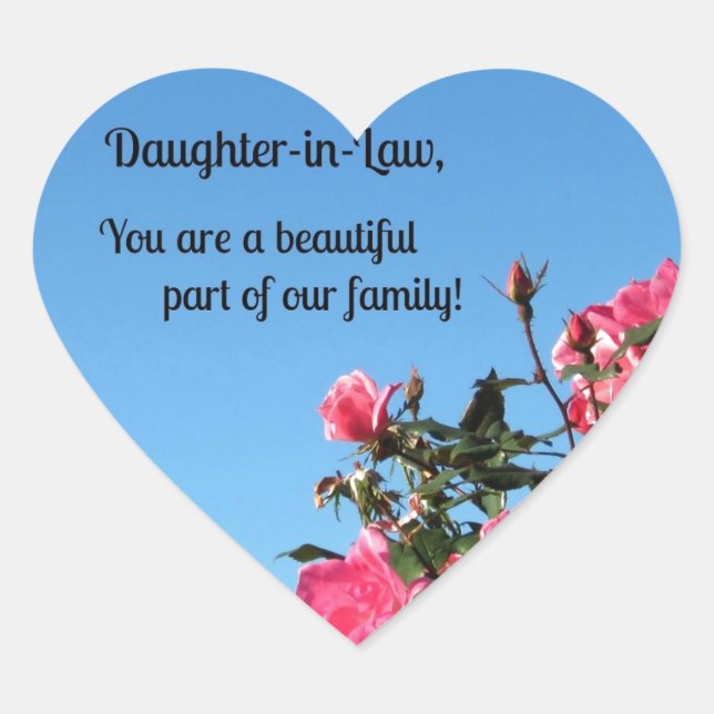 Sticker Cœur Belle-fille, vous êtes une belle partie de ... (Devant)